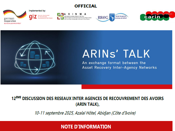 12ème session des Discussions des Réseaux inter-agences de recouvrement des avoirs denommées ARINs’ Talk
